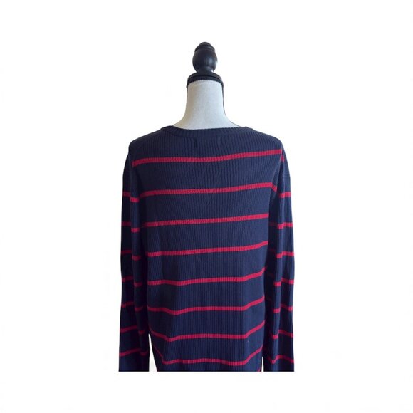 Ralph Polo Jeans Co. Men's Striped Navy Red Sweater Preppy Heritage 100% cotton - Picture 2 of 4